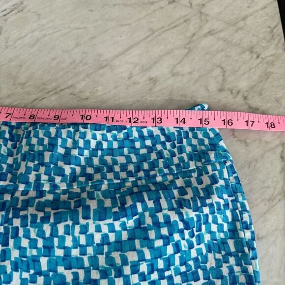 Soft Surroundings Pants cotton blend Blue White Geometric Stretch Pants size PM - Picture 5 of 6